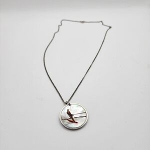 Abalone/Mother Of Pearl Double Sided Waterskiing Sail Boat Pendant Necklace